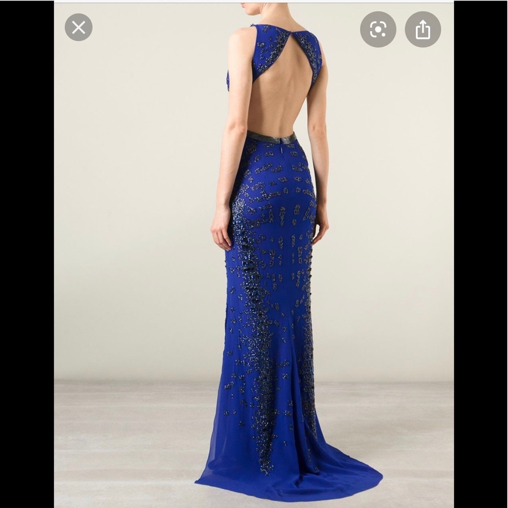 Roberto Cavalli Navy Blue Sequin Evening Gown - Picture 2 of 8